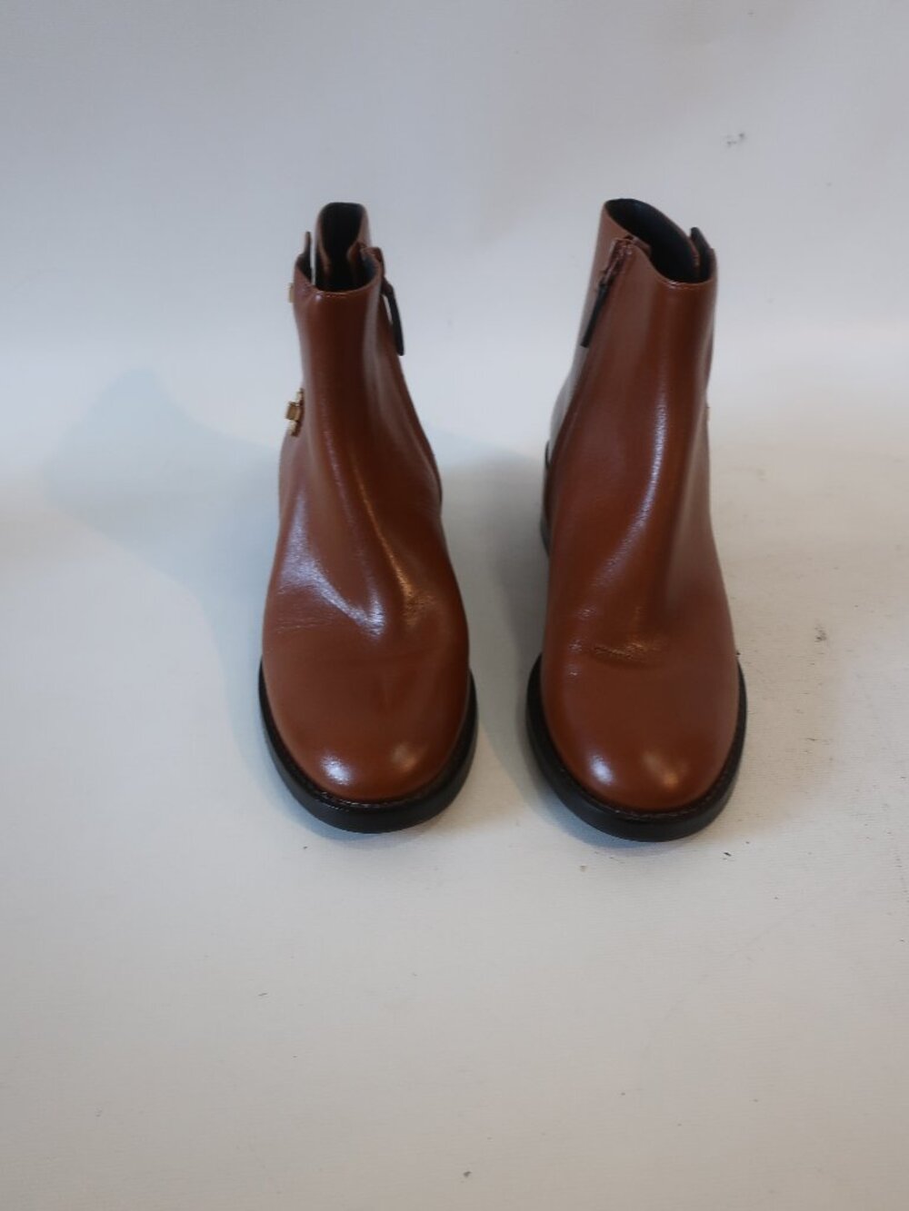 Womens Tory Burch T Lock Brown Leather Ankle Boots 9 - Picture 2 of 11